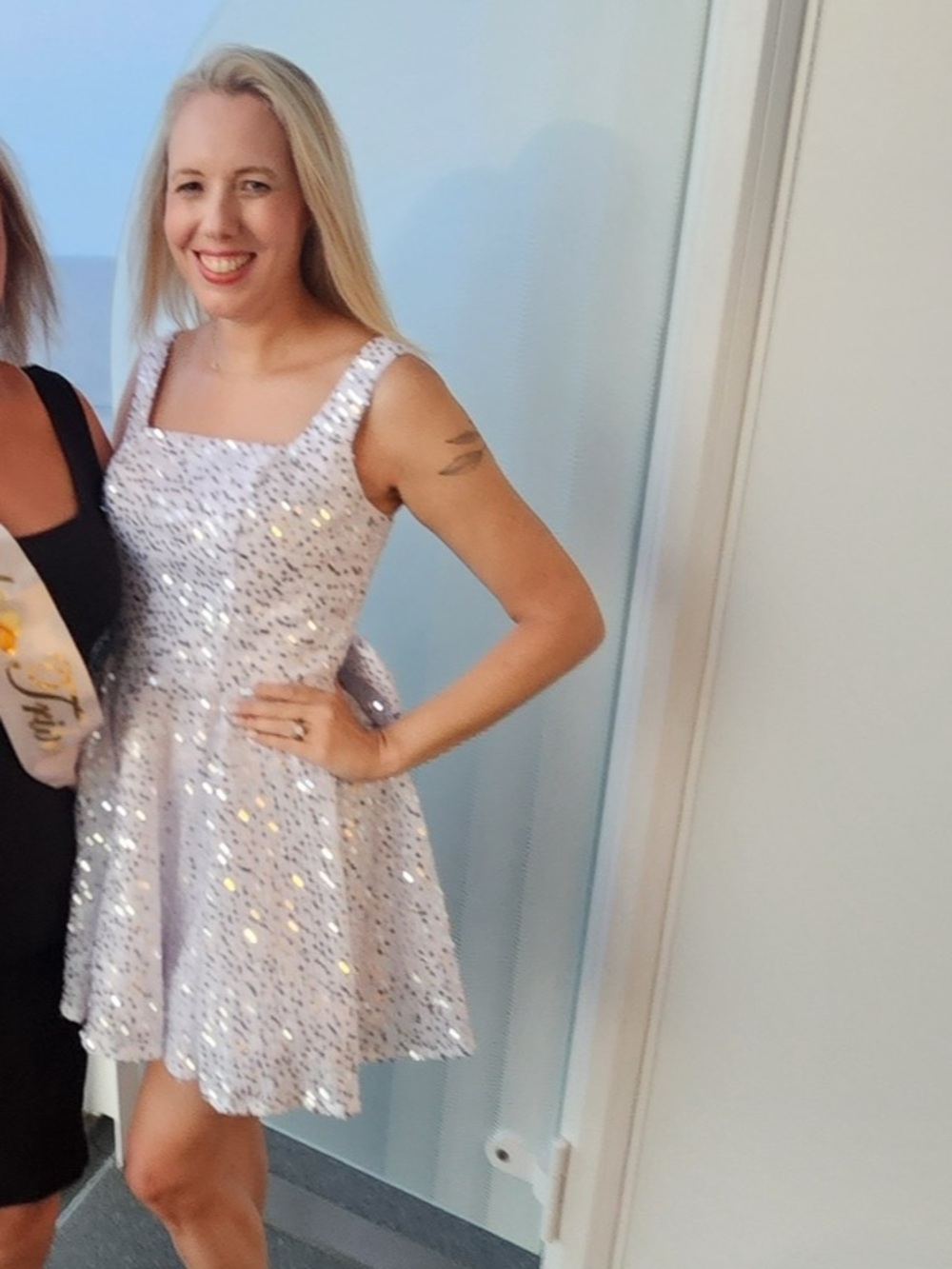 Sequin Party Dress with Oversized Bow - Picture 3 of 11